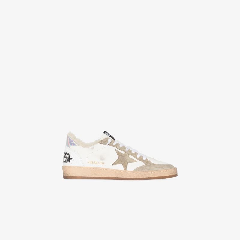 White Low Top Shearling Sneakers