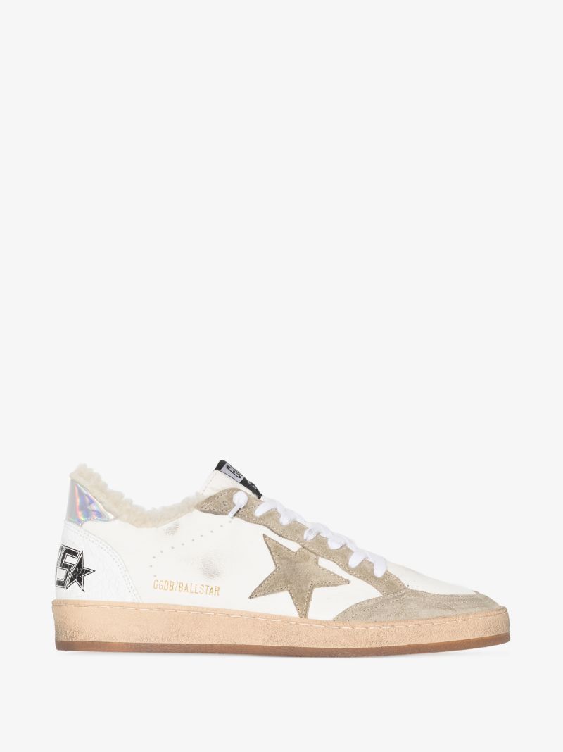 White Low Top Shearling Sneakers