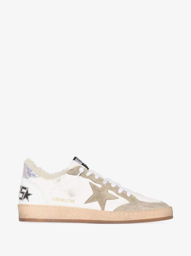 White Low Top Shearling Sneakers