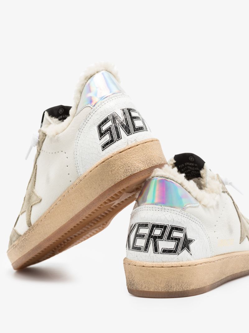 White Low Top Shearling Sneakers