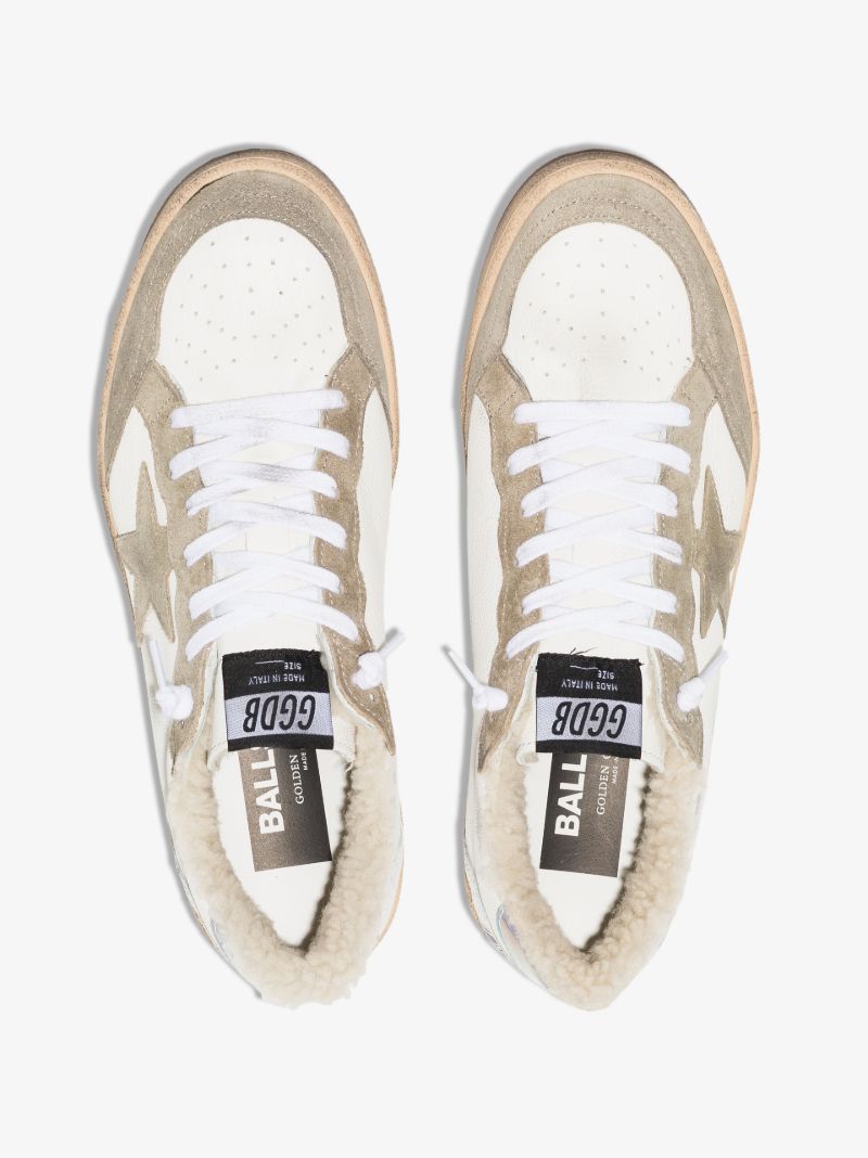 White Low Top Shearling Sneakers