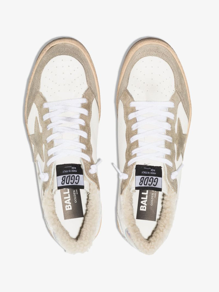 White Low Top Shearling Sneakers