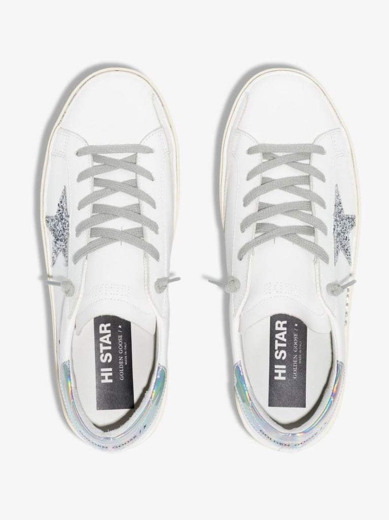 White Hi Star Low Top Leather Sneakers