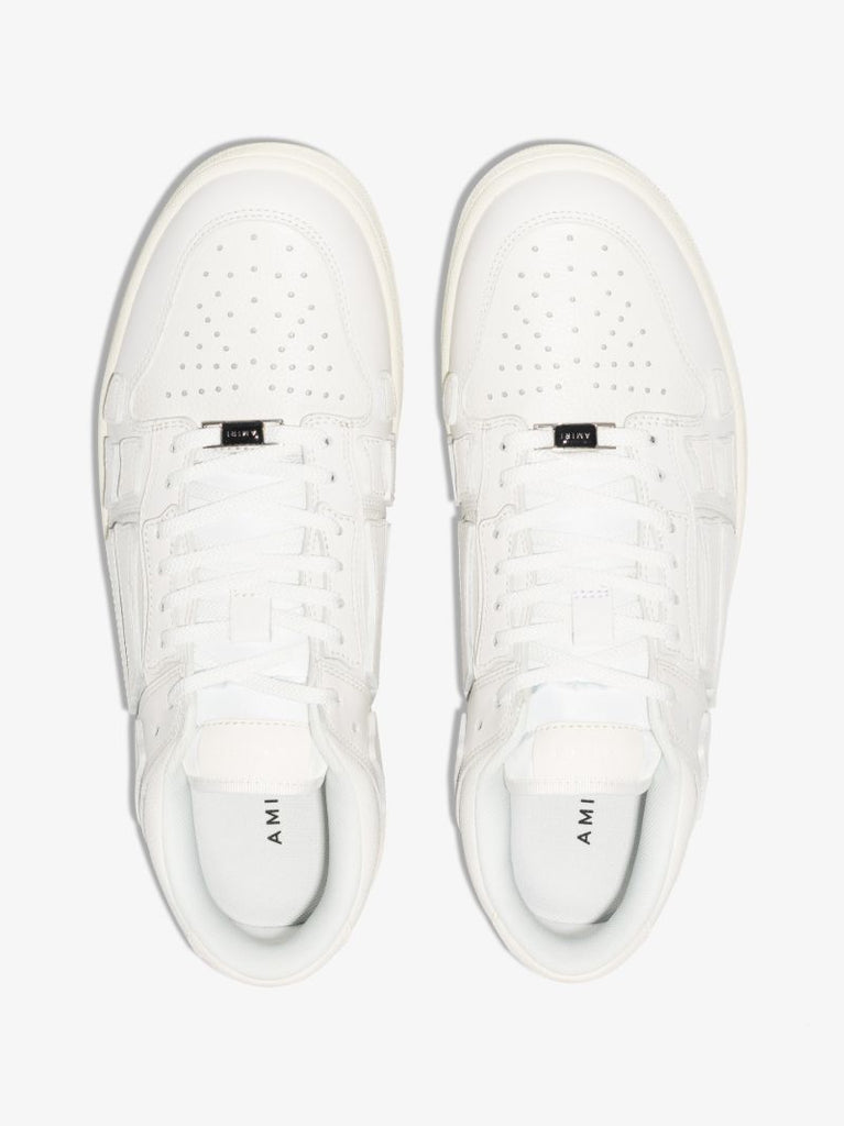 White Skel-top Low Leather Sneakers
