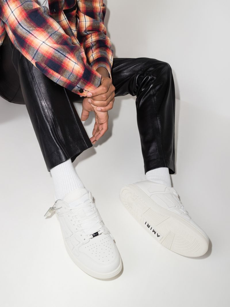 White Skel-top Low Leather Sneakers