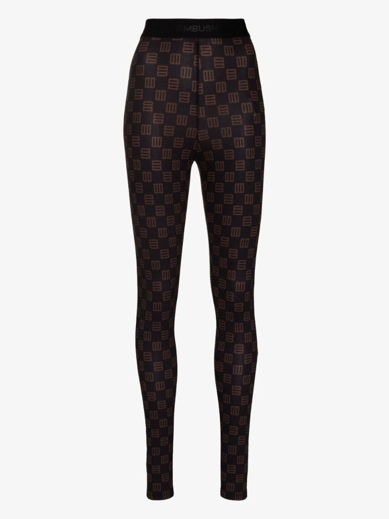 High Waist Monogram Print Leggings