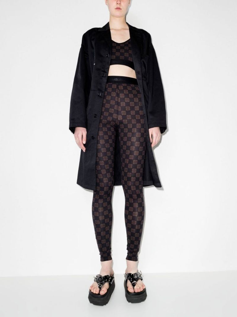 High Waist Monogram Print Leggings