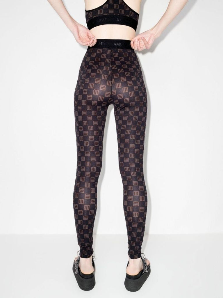 High Waist Monogram Print Leggings