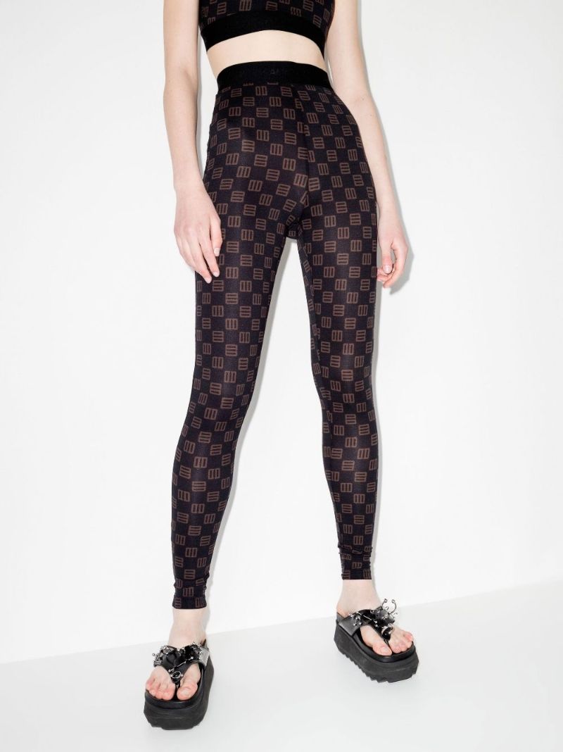 High Waist Monogram Print Leggings