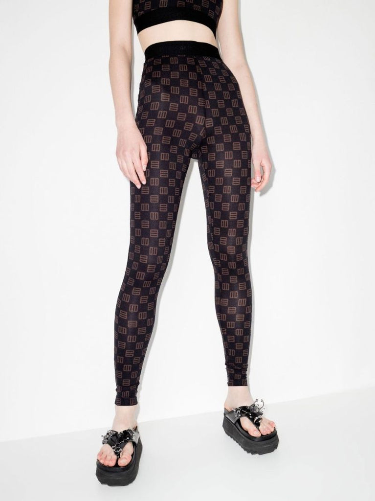 High Waist Monogram Print Leggings