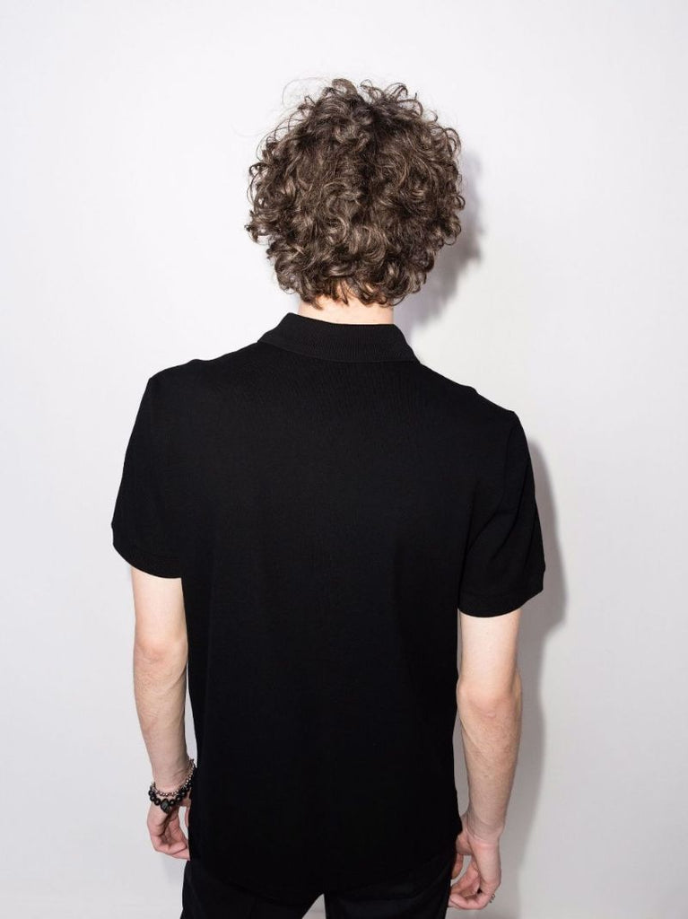 Black Graffiti Logo Cotton Polo Shirt
