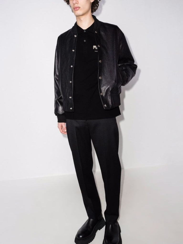 Black Graffiti Logo Cotton Polo Shirt