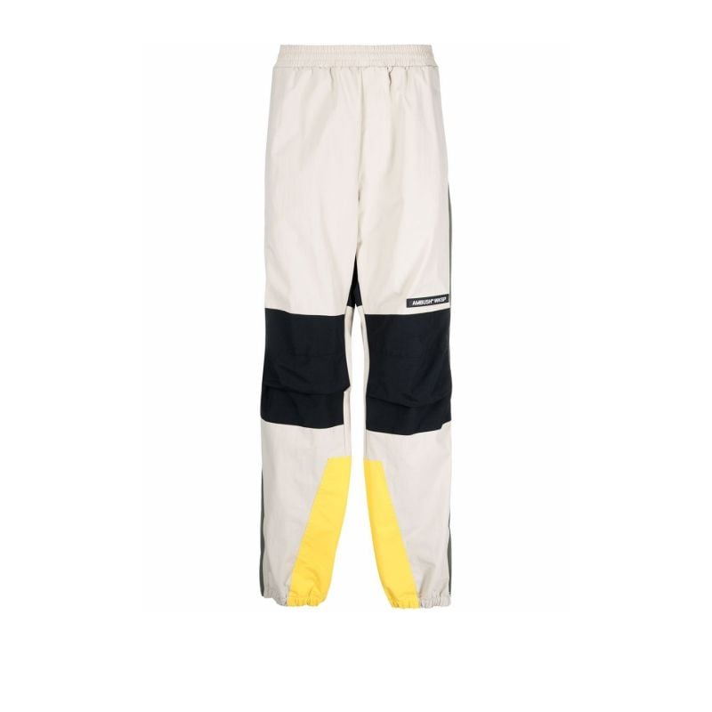 Neutral Colourblock Straight Leg Trousers