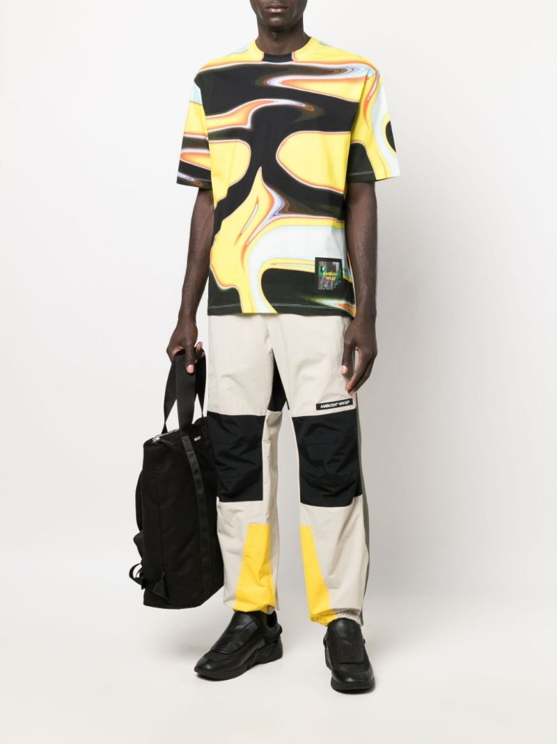 Neutral Colourblock Straight Leg Trousers