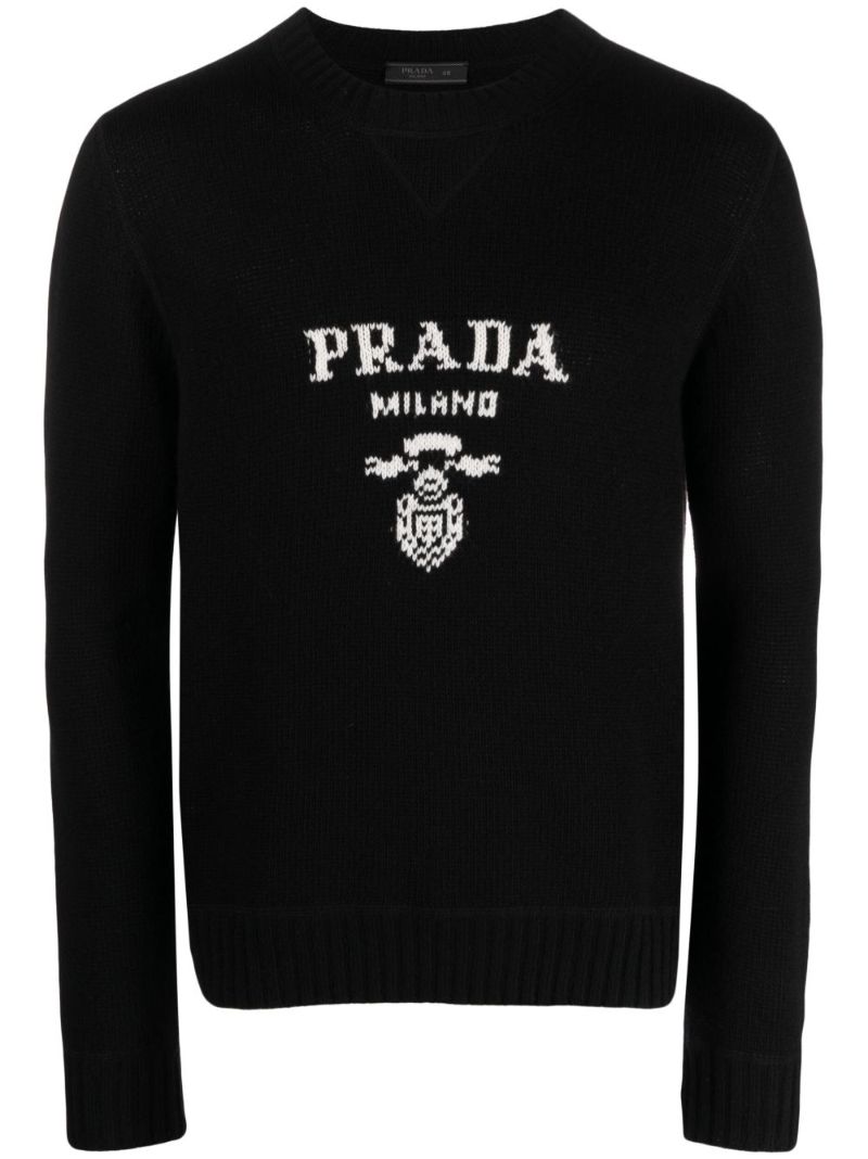 Black Logo Intarsia Sweater