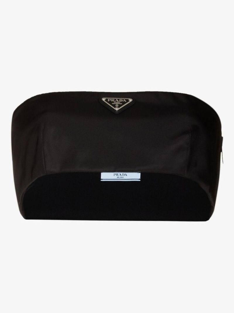 Black Re-nylon Logo Plaque Bandeau Top