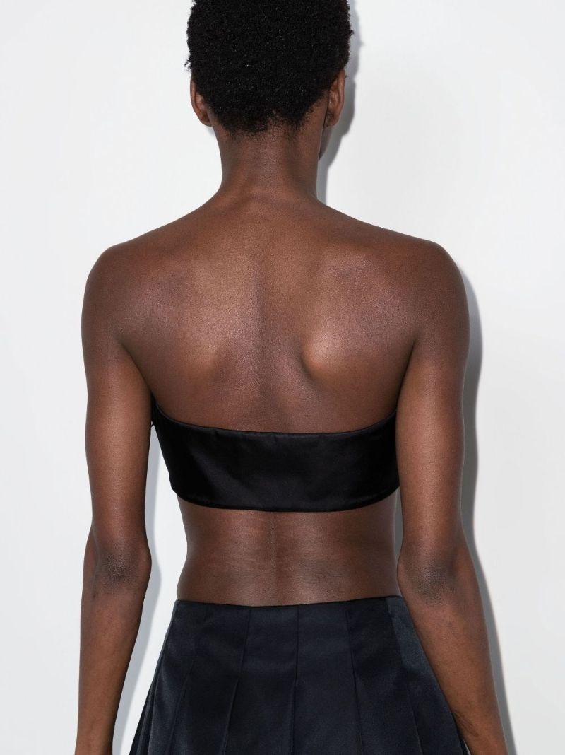 Black Re-nylon Logo Plaque Bandeau Top