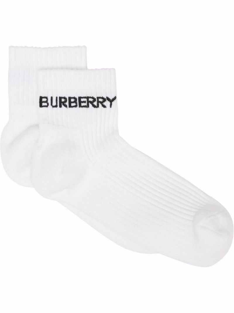 White Logo Intarsia Socks
