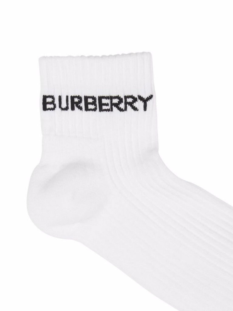 White Logo Intarsia Socks