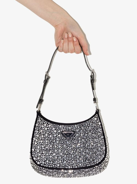 Silver Crystal Embellished Shoulder Bag