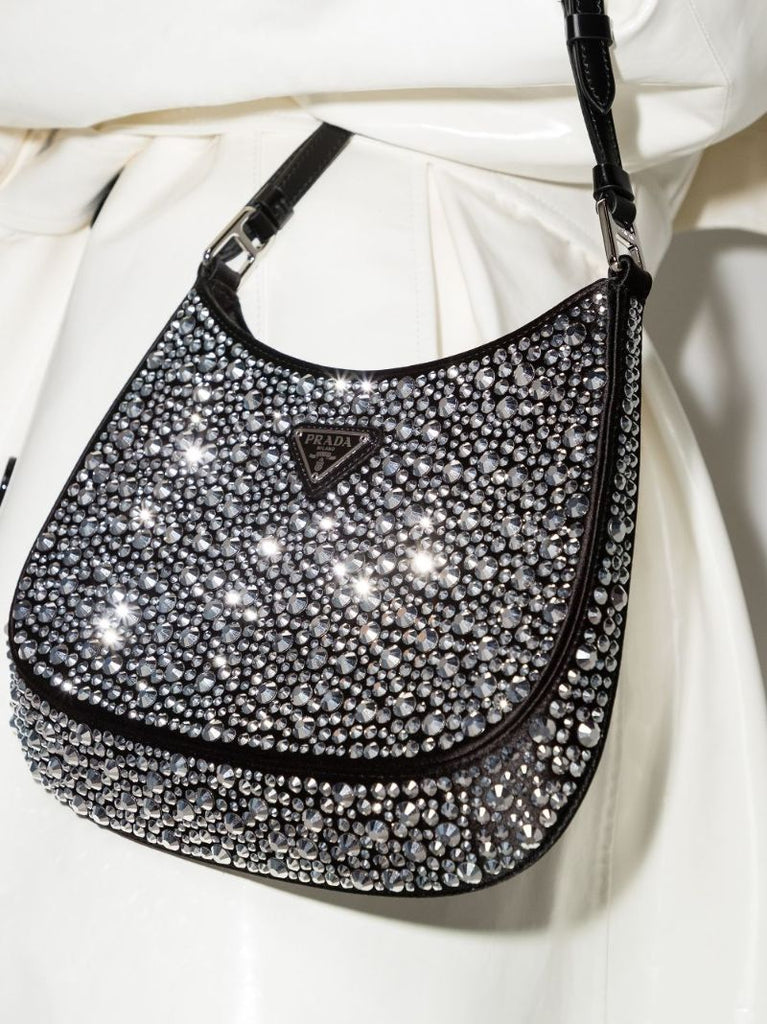 Silver Crystal Embellished Shoulder Bag