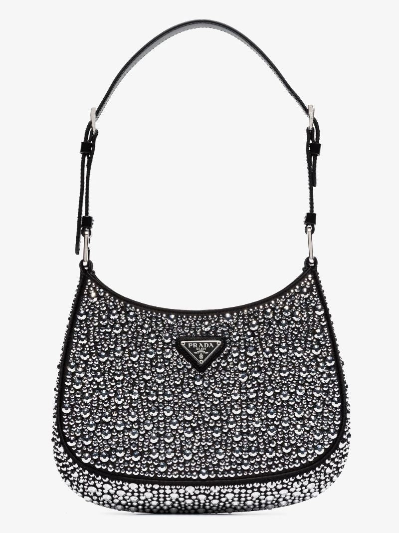 Silver Crystal Embellished Shoulder Bag