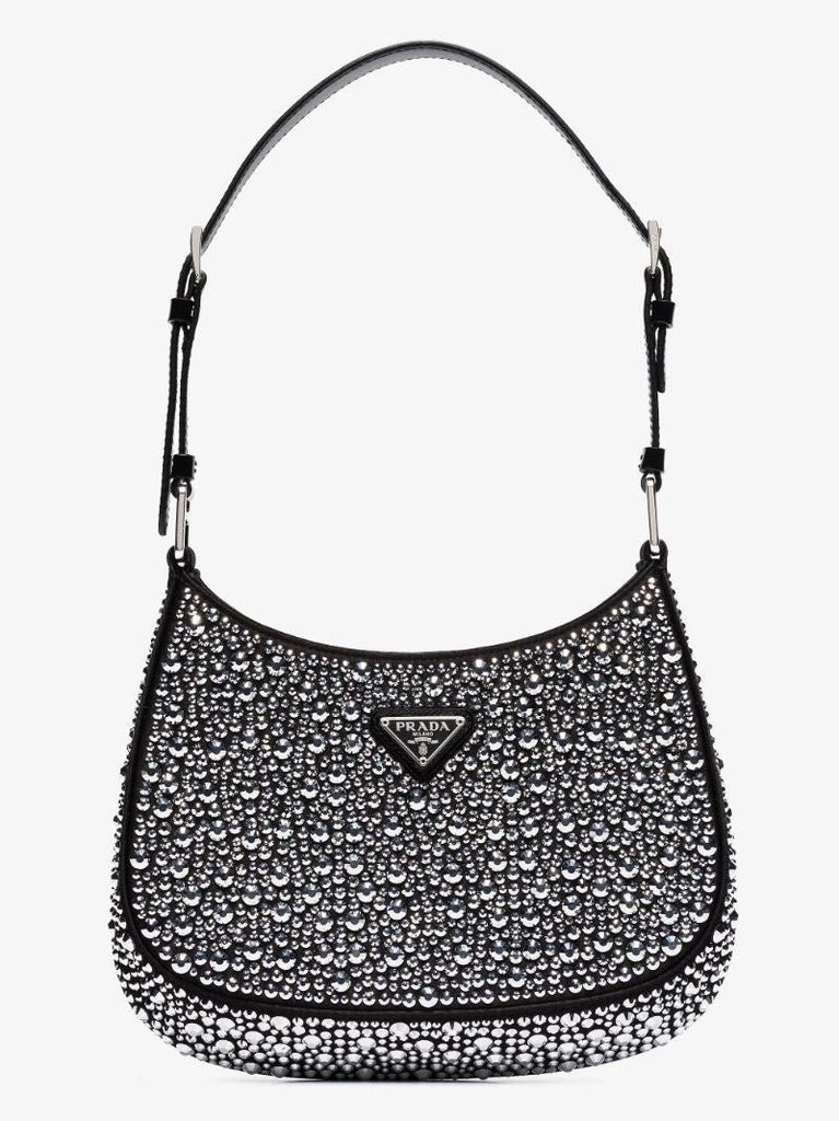 Silver Crystal Embellished Shoulder Bag