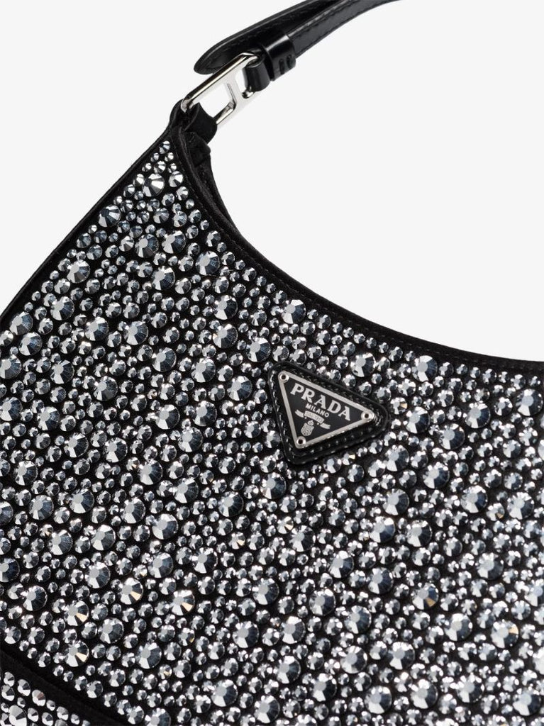Silver Crystal Embellished Shoulder Bag