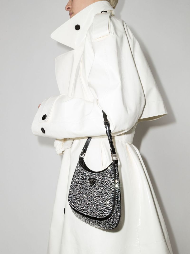 Silver Crystal Embellished Shoulder Bag