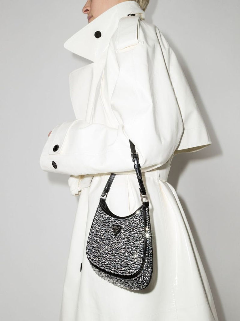 Silver Crystal Embellished Shoulder Bag