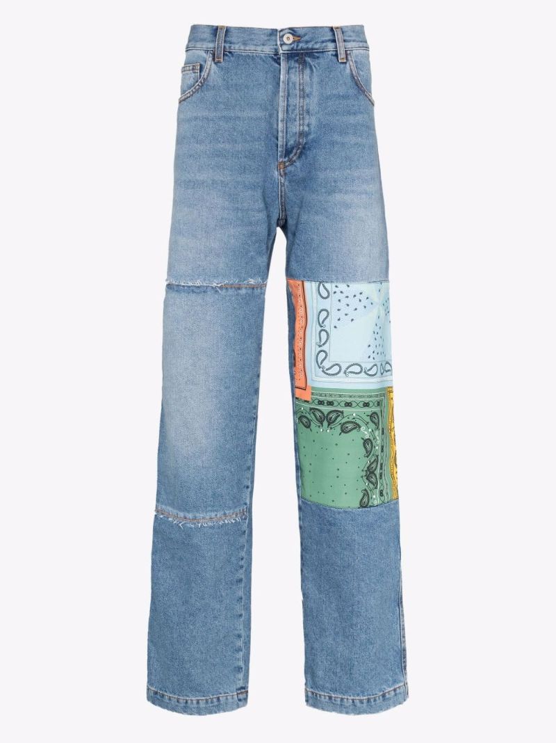 Bandana Print Stonewash Jeans