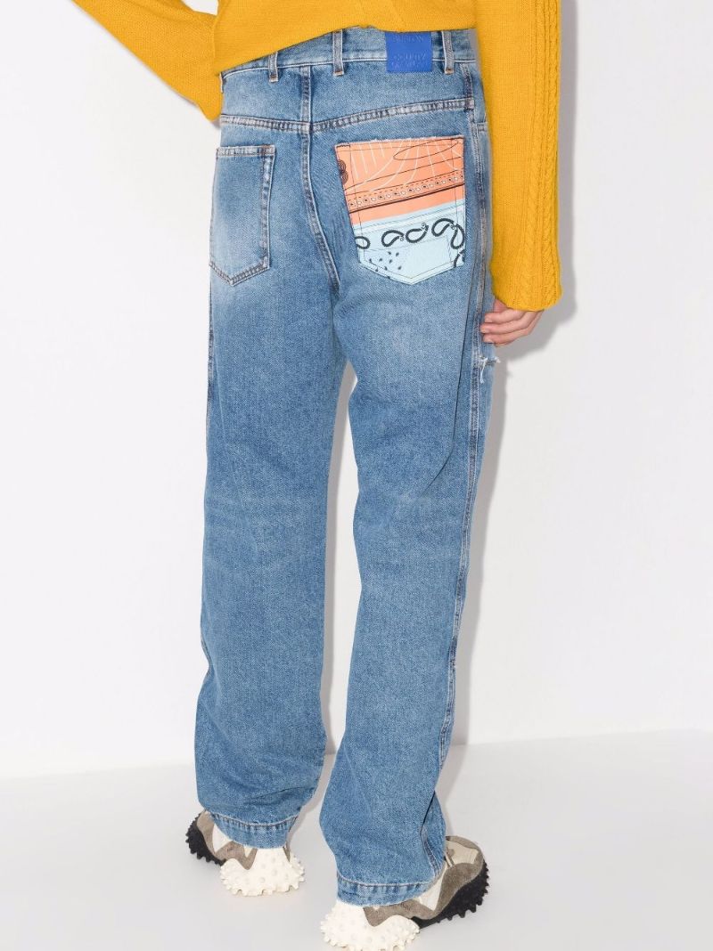 Bandana Print Stonewash Jeans