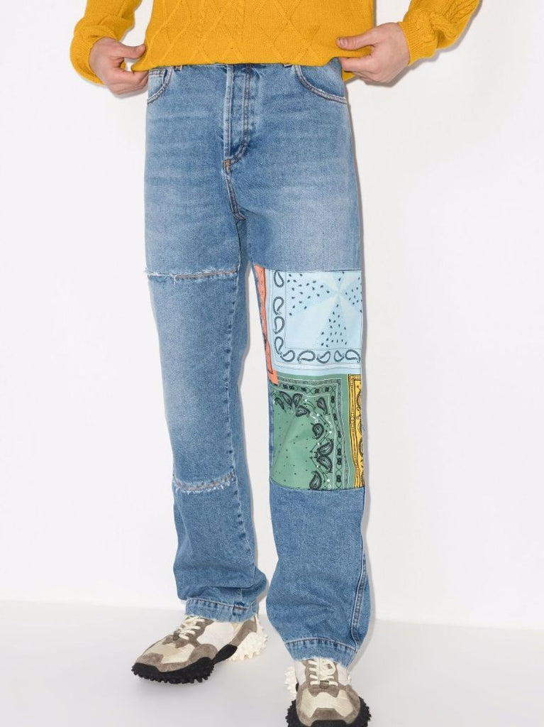Bandana Print Stonewash Jeans