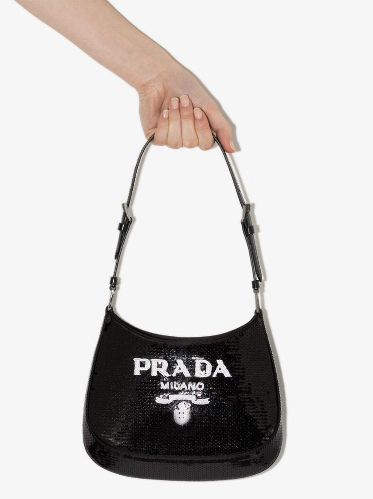 Black Cleo Sequin Shoulder Bag