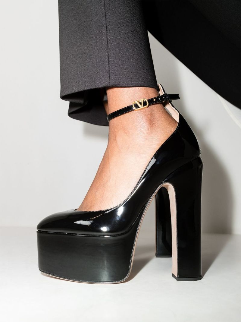 Black Tan-go 155 Platform Patent Leather Pumps