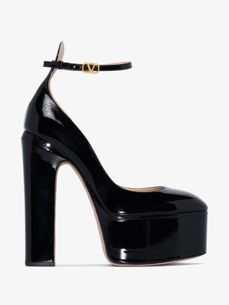 Black Tan-go 155 Platform Patent Leather Pumps
