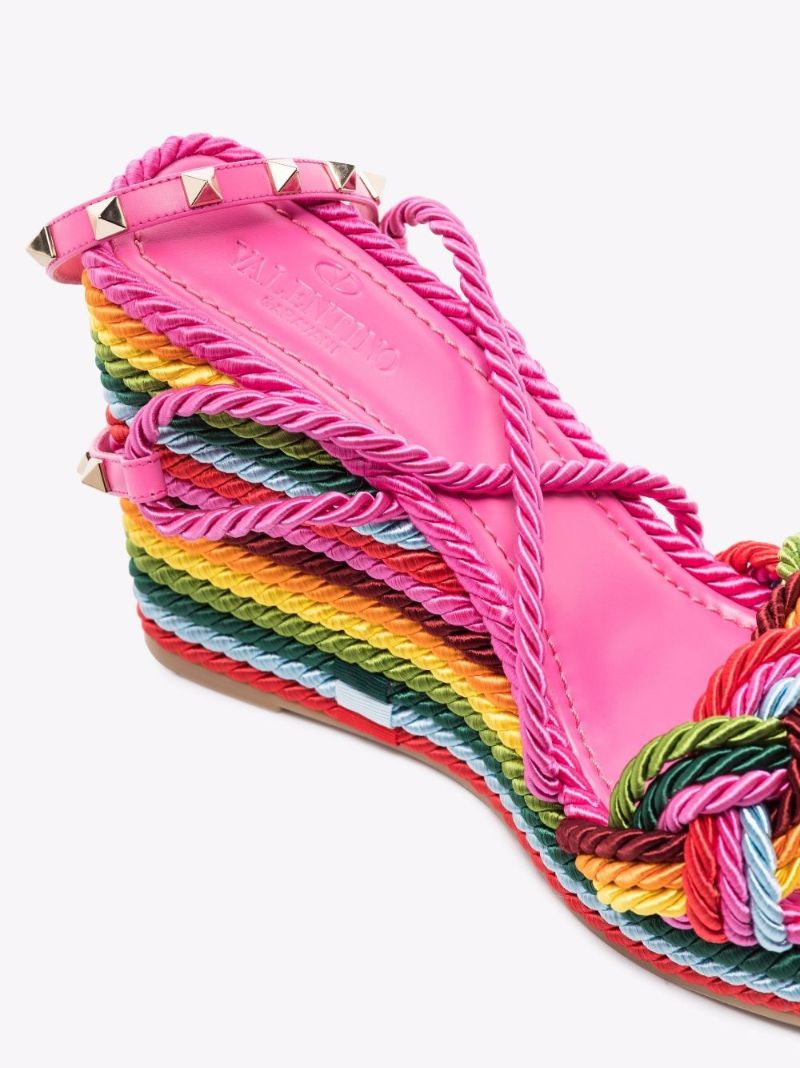 Pink Rockstud Torchon 115 Wedge Espadrilles