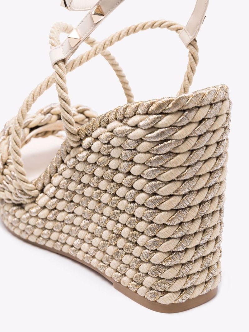 Neutral Rockstud Torchon 115 Wedge Espadrilles