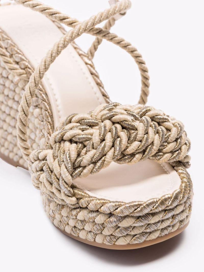 Neutral Rockstud Torchon 115 Wedge Espadrilles