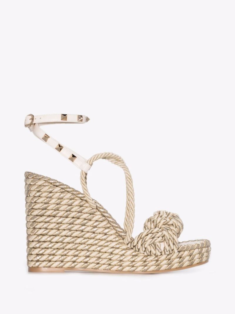 Neutral Rockstud Torchon 115 Wedge Espadrilles