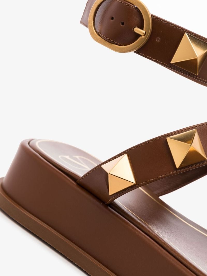 Brown Roman Stud Flatform Sandals