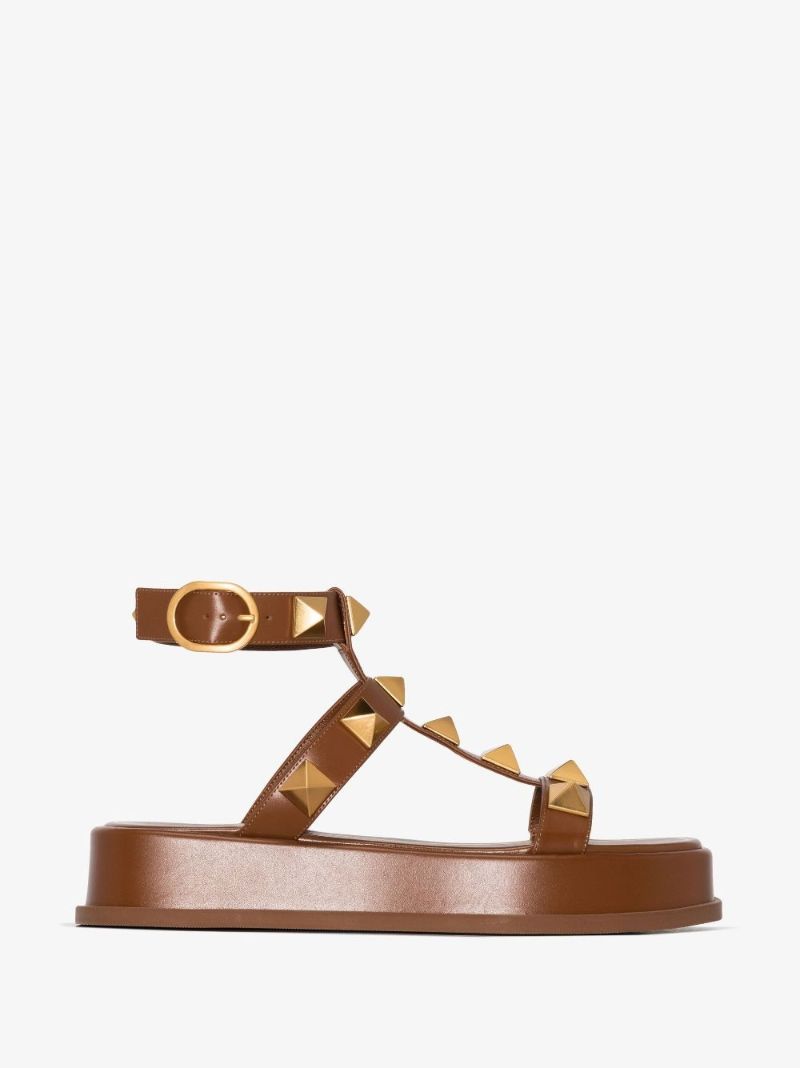 Brown Roman Stud Flatform Sandals
