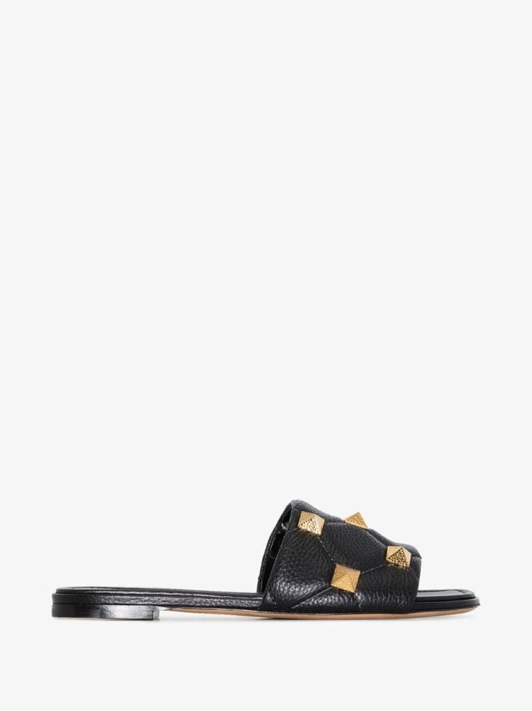 Black Roman Stud Quilted Leather Sandals