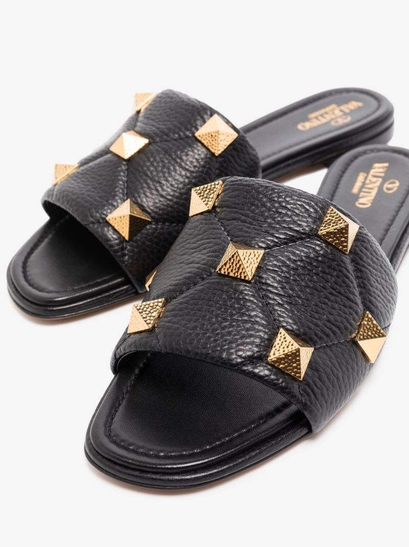 Black Roman Stud Quilted Leather Sandals