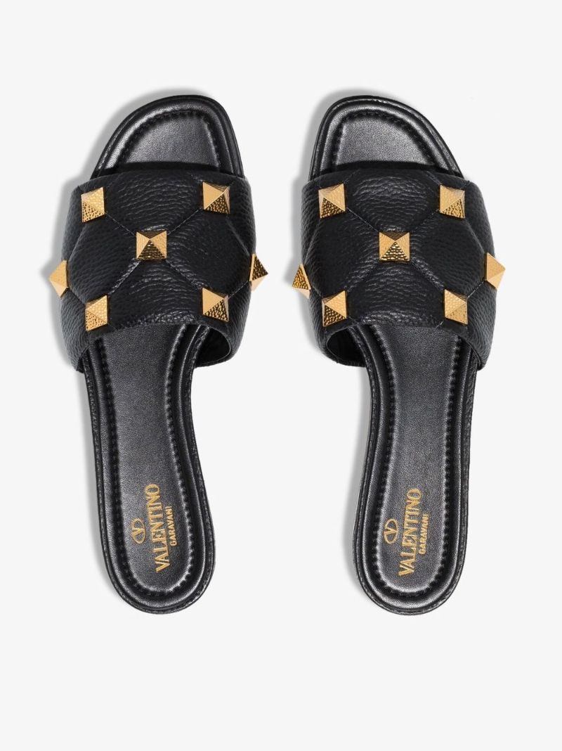 Black Roman Stud Quilted Leather Sandals