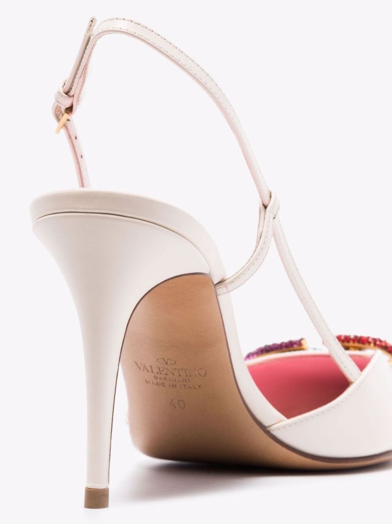 White Vlogo Signature 80 Slingback Leather Pumps