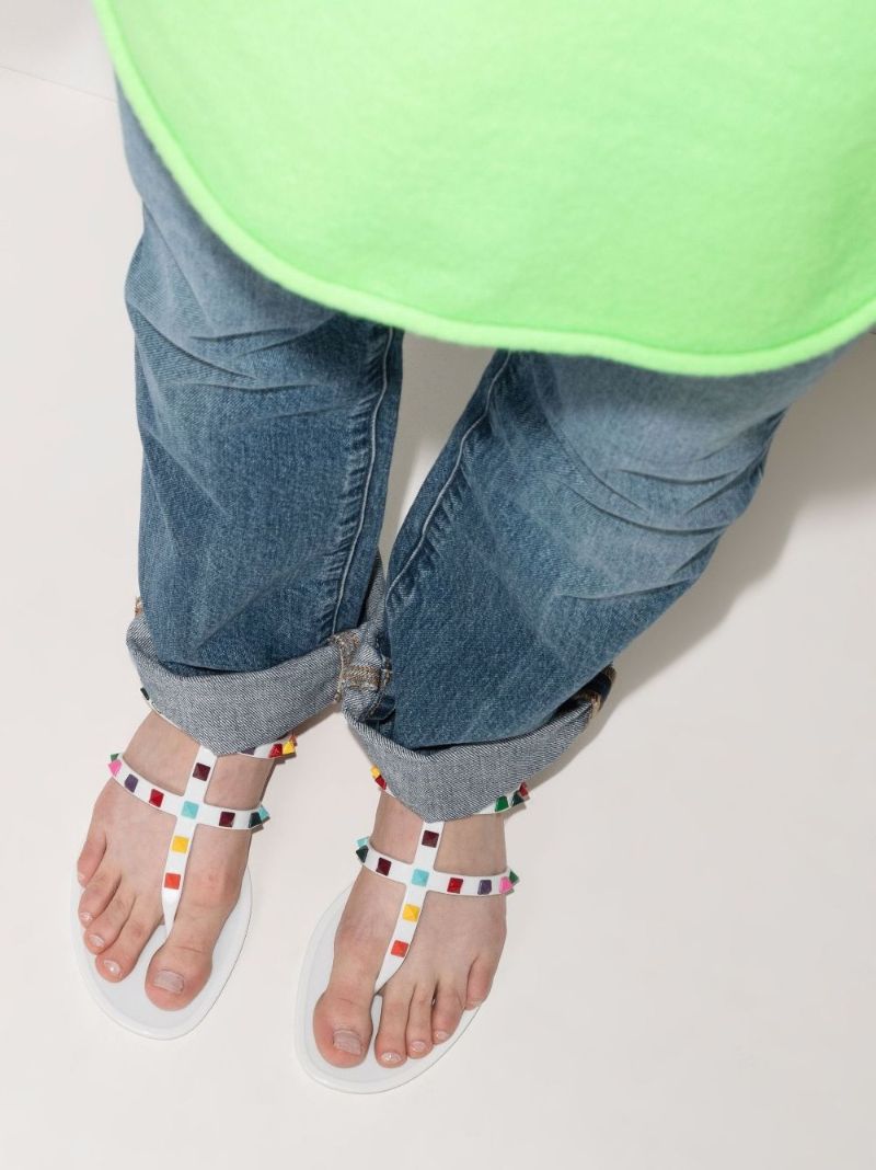 White Rockstud Rubber Sandals