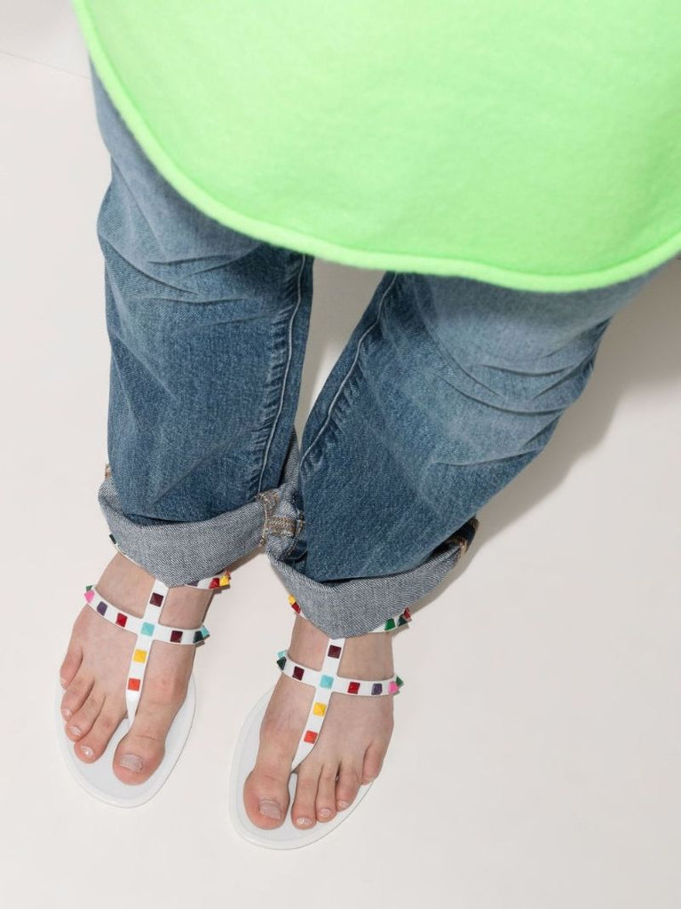 White Rockstud Rubber Sandals