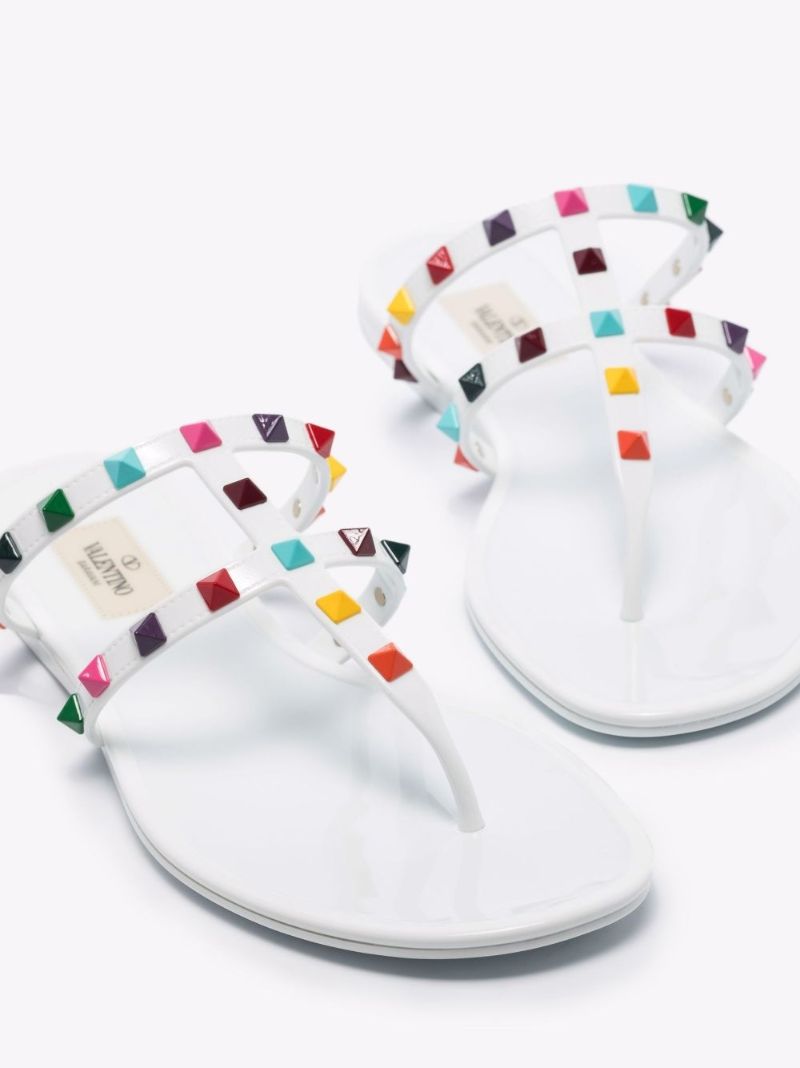 White Rockstud Rubber Sandals