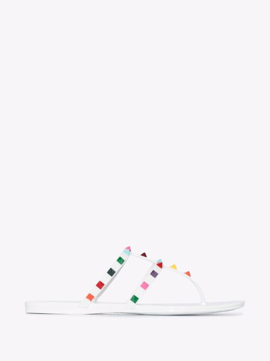 White Rockstud Rubber Sandals